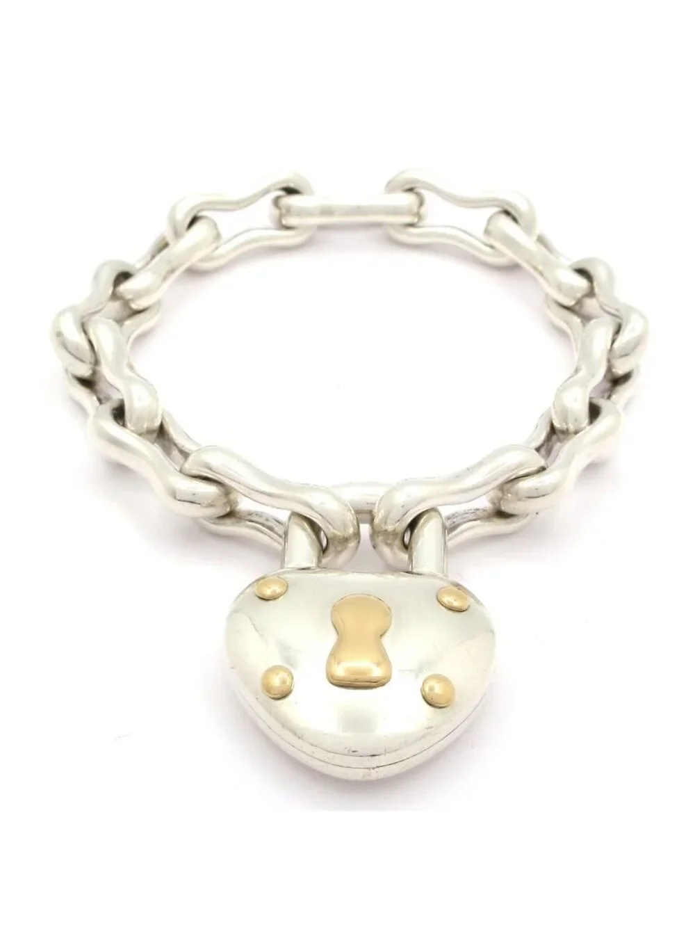 Hermes Bracelet Silver Gold Cadena Charm